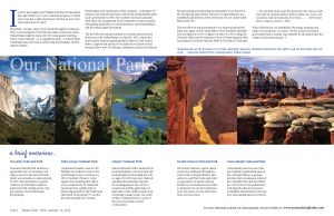 National Parks Magazine spread